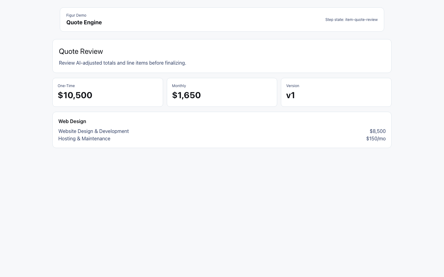 Quote review interface
